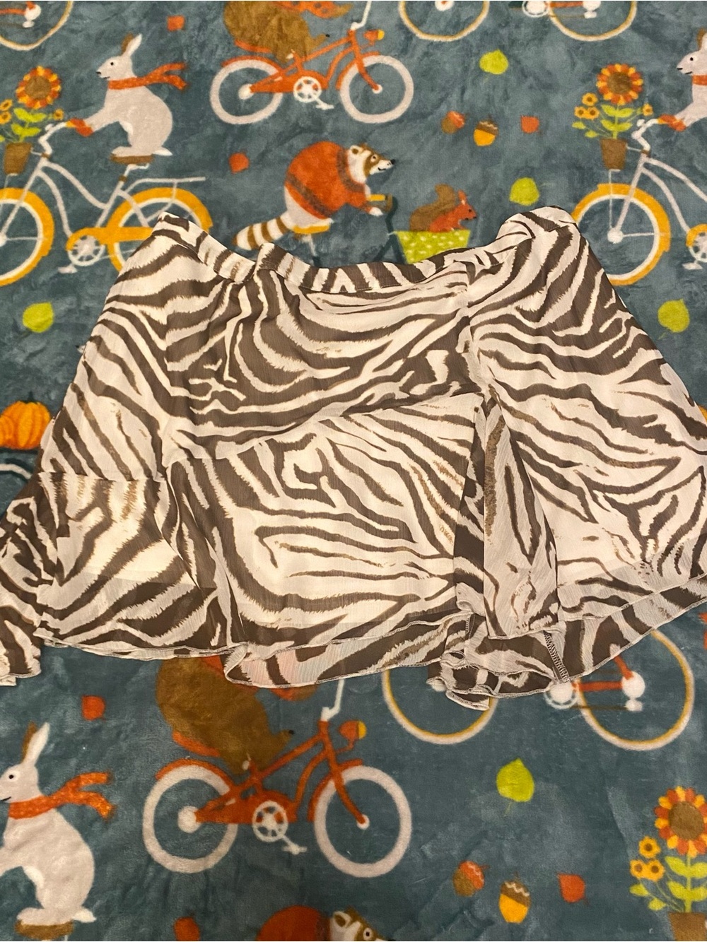 No Boundaries Brown & White Asymmetrical Zebra Ruffle Skirt